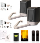 Kit de automatización Beninca KSAM24.PM - automatismo para cancelas de dos hojas de hasta 5 m - actuadores de 24 V, mando a distancia, fotocélulas, LED