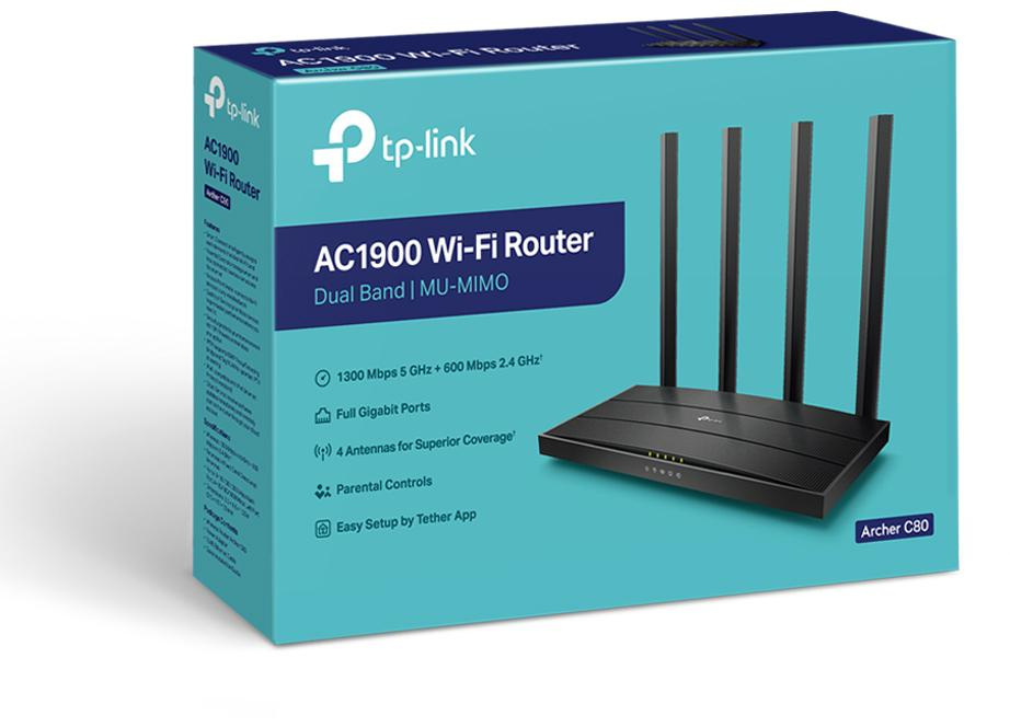 TP-Link Archer C80 AC1900 kétsávos Wi-Fi router otthoni és irodai használatra