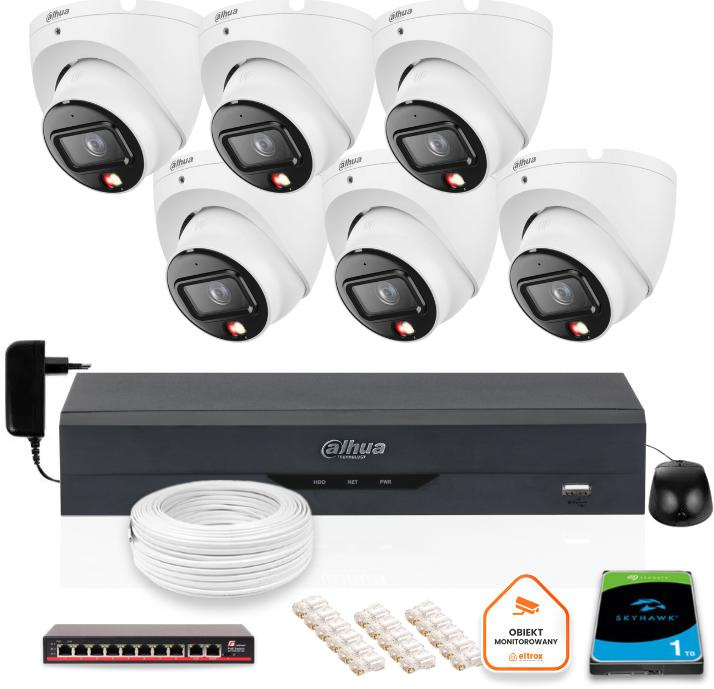 EEN SET VAN 6 Dahua 6mpx IP-camera's IPC-HDW1639T-A-IL-0280B-S6 + DISK 1TB