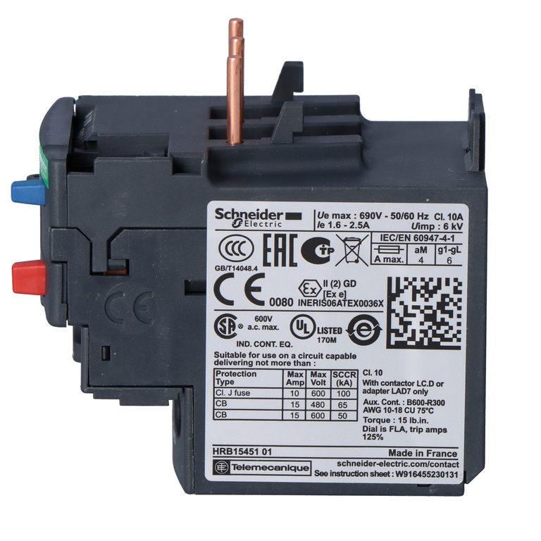 TeSys LRD thermal overload relay 1.6-2.5A box terminals