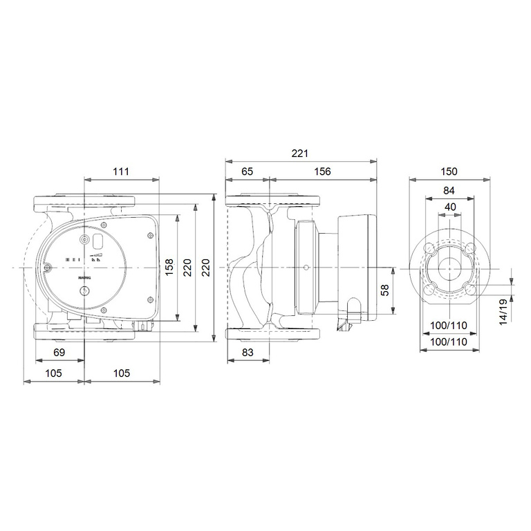 Pompe de circulation électronique Grundfos Magna1 40-60 F 220 1x230V PN6/10 99221292