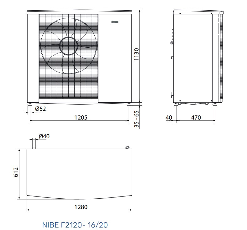 Pompe à chaleur monobloc F2120 16 - 13 kW, triphasée, 3 x 400 V