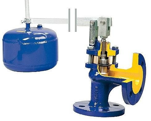 Valvola a galleggiante DN65, FIG.274, esecuzione 16: asta e otturatore in acciaio inox, estremità dell'otturatore conica in EPDM