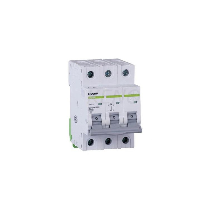 Overcurrent circuit breaker 6 kA, ch-ka B, 50 A, 3-pole.