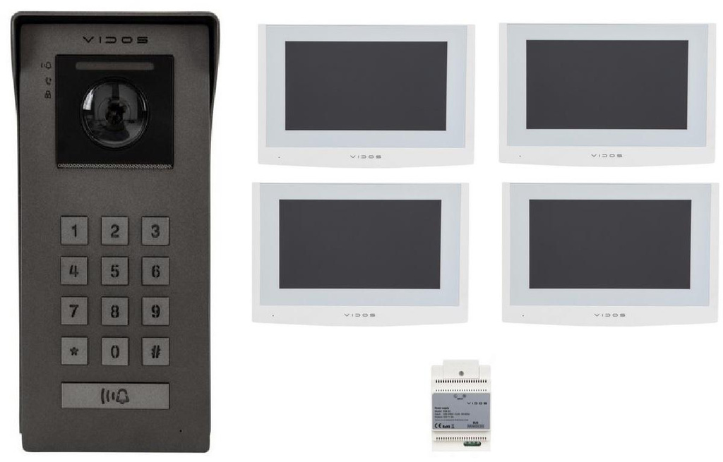 VIDOS 2IP S200 videó ajtóbejárati rendszer négy M200W-X monitorral