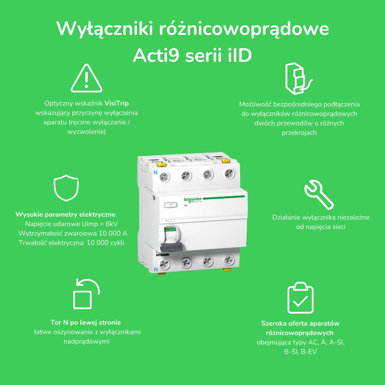 Wyłącznik różnicowoprądowy iID-40-4-30-A 40A 4-biegunowy 30mA typ A