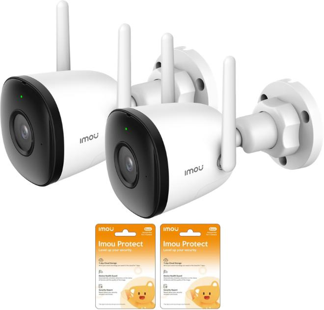 Set di 2 telecamere IP Imou Bullet 2C 4MP IPC-F42P e 2 telecamere cloud Imou Protect
