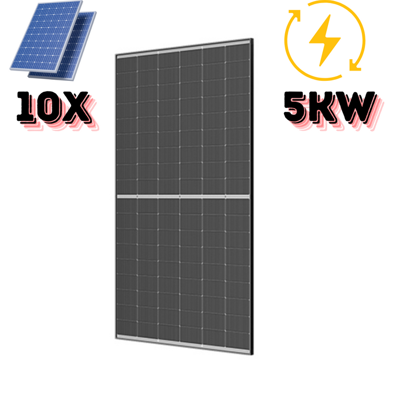 Set of 5kW 10pcs Trina Vertex S+ 500W Photovoltaic Module, Black Frame, 1134x1961x30mm