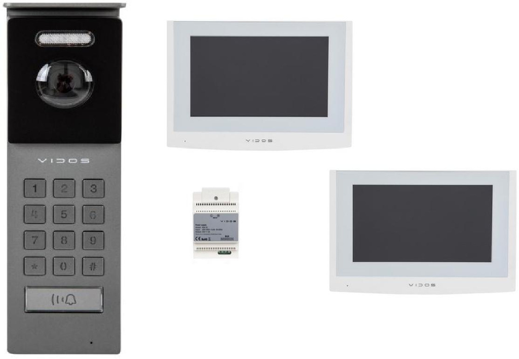 VIDOS 2IP videointercom S202 med två monitorer M200W-X intercom kit