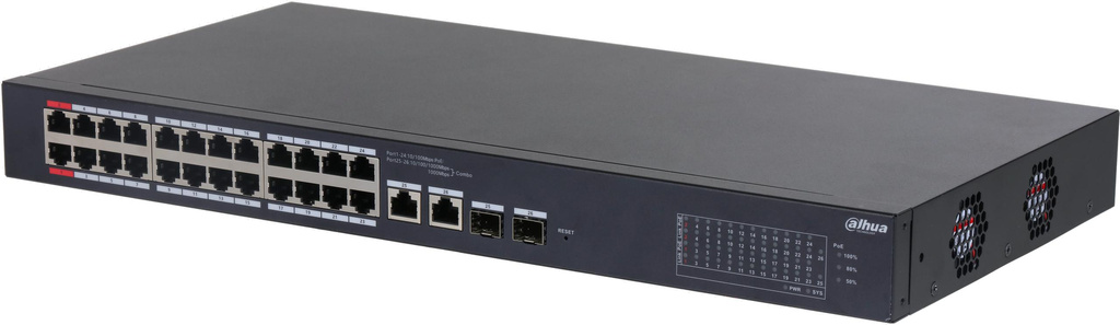 Switch Dahua CS4226-24ET-240 26-port 24x PoE 2x uplink combo 240W cloud managed