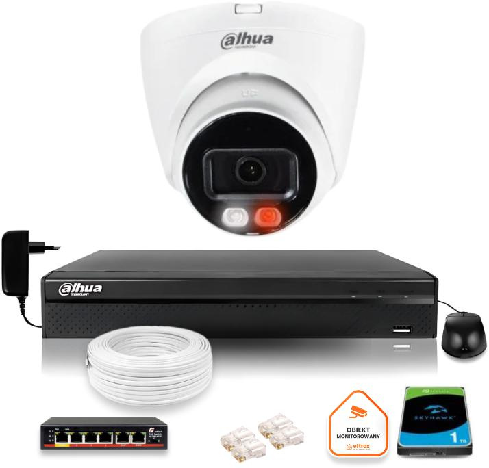 Zestaw monitoringu IP Dahua 4Mpx 2K kamera IPC-HDW1439V-A-IL z dyskiem twardym 1TB