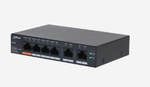 Switch A Dahua CS4006-4ET2ET-60 egy 6 portos, felhőmenedzselt asztali switch 4 PoE porttal.