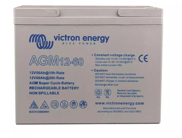 Victron Energy Batterie au plomb à cycle profond, AGM, 12 V, 60 Ah (BAT412550084)