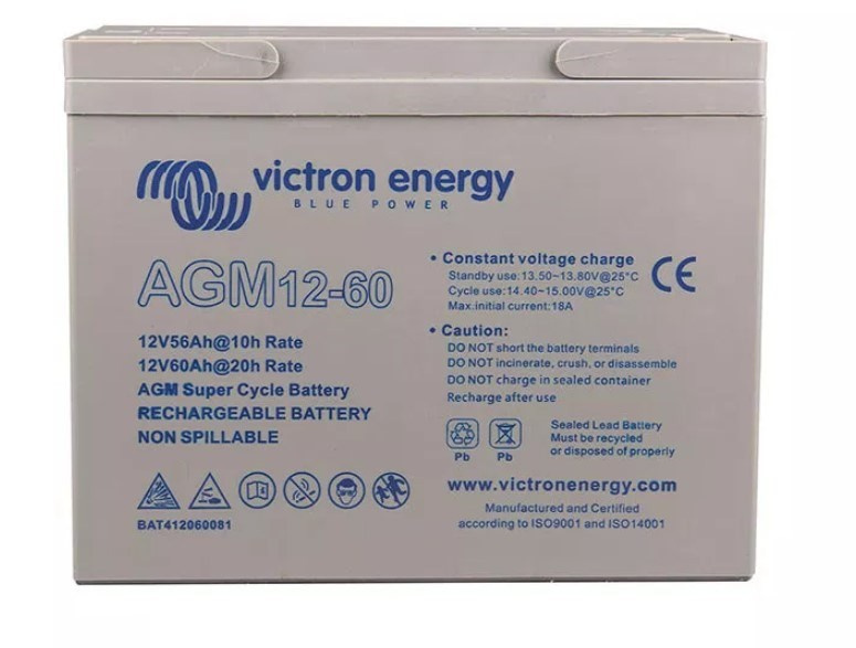 Victron Energy Deep Cycle Blei-Säure-Batterie, AGM, 12 V, 60 Ah (BAT412550084)