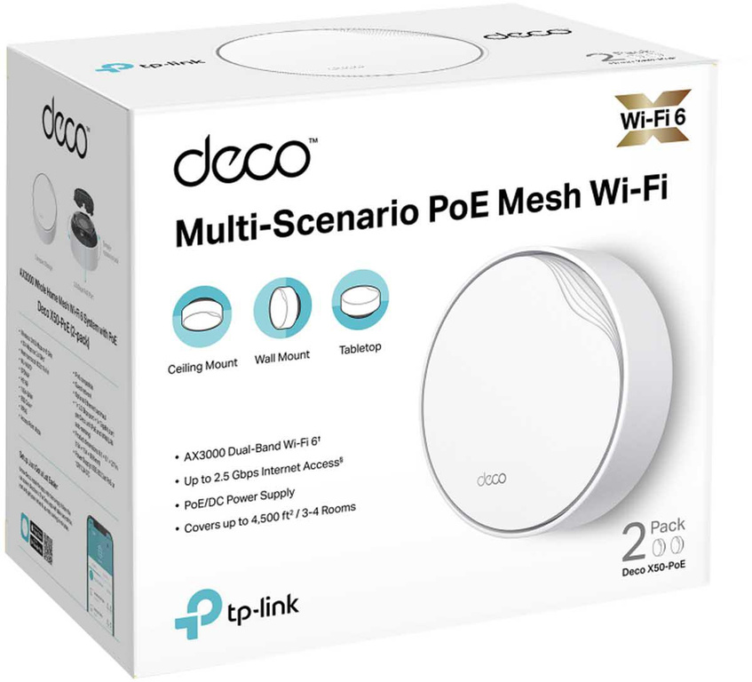 SYSTÈME MAILLÉ WI-FI DOMESTIQUE TP-LINK DECO X50-POE (2-PACK)