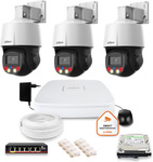 Dahua IP surveillance set: 3 4MP PTZ cameras, 1TB drive, professional security system