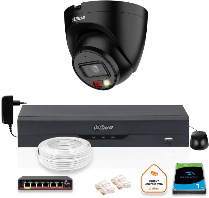 KIT Dahua IP Camera 4mpx IPC-HDW1439V-A-IL-BLACK cu 1TB Drive