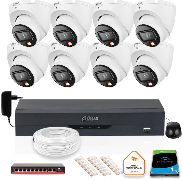 KIT OF 8 Dahua 6mpx IP Cameras IPC-HDW1639T-A-IL-0280B-S6 + DISK 1TB