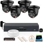 KIT OF 4 Dahua 5mpx IP Cameras IPC-HDW2549TM-S-IL-0280B-BLACK + 1TB HDD