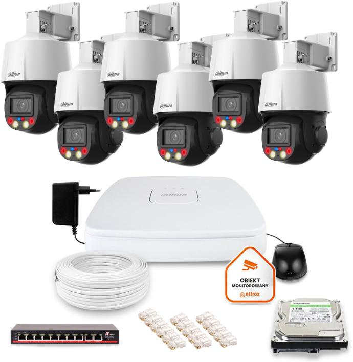 Dahua IP surveillance set - 6 4MP PTZ cameras, 1TB drive, comprehensive protection