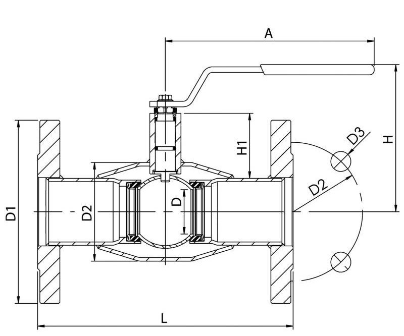 Vexve gaskogelkraan DN100 PN16 geflensd gereduceerde doorlaat