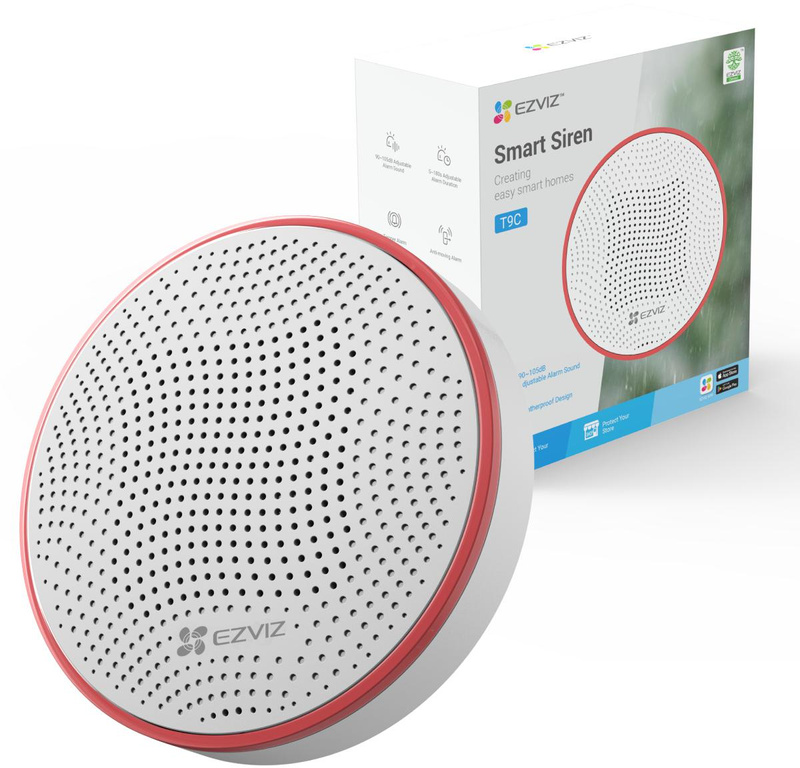 Poplachová siréna EZVIZ T9C - hlasitý zvukový a vizuální signál pro poplašný systém