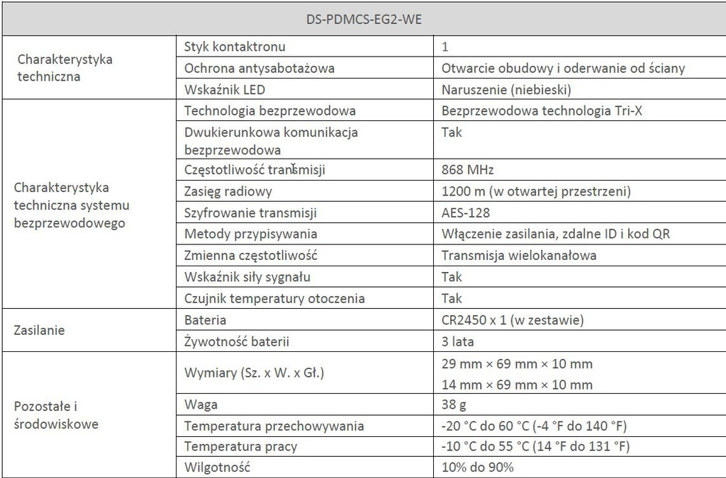 Senzor Reed HIKVISION AX PRO DS-PDMCS-EG2-WE