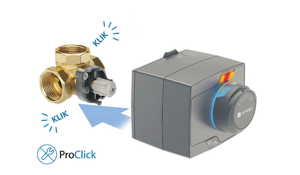 Steuersatz: 4-Wege-Ventil ARV 485 ProClick DN32, Rp1 1/4 Zoll, Kvs 16 und Stellantrieb ARM 343 ProClick