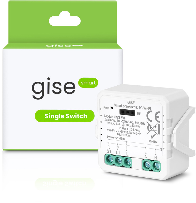 GISE Slimme Enkele Relais Module WiFi | Tuya | GSS-WF