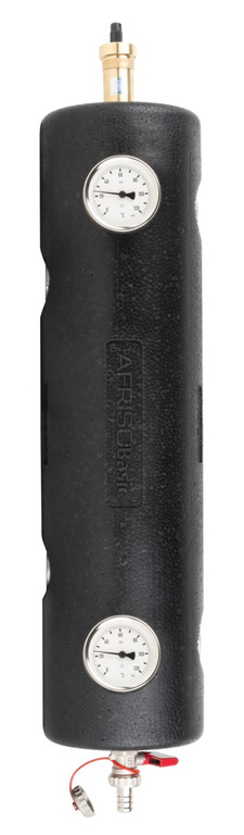 Hydraulikkupplung BLH 801, 4x GW G 1 Zoll, 4x GW G 1/2 Zoll, Wärmedämmung, automatischer Entlüfter, Ablassventil, Thermometer
