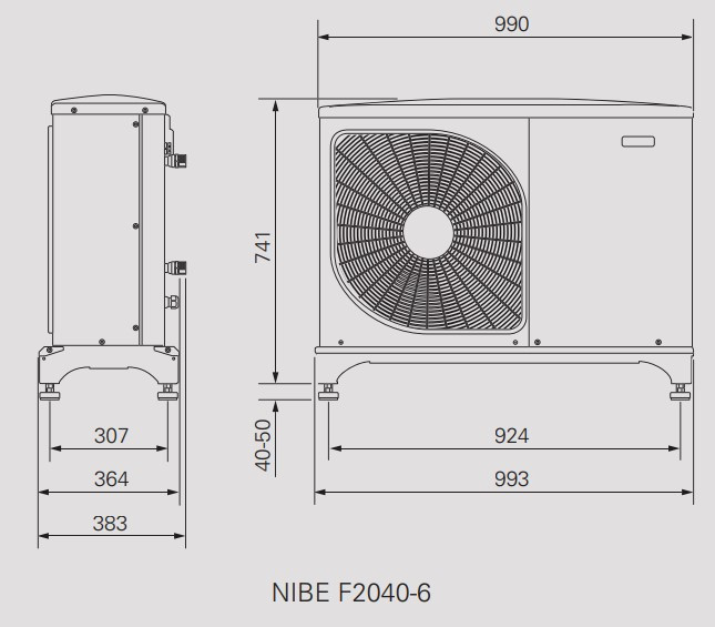 Vzduchové tepelné čerpadlo monobloc F2040 - 6 kW, 1 fáze, 230 V pro modulované ústřední vytápění, bez zásobníku