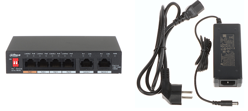 Switch Dahua PFS3006-4GT-60-V2 - 4-poorts PoE met 2 uplink poorten