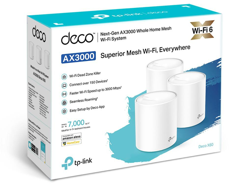 TP-Link Deco X60 Home Wi-Fi Mesh System, set de 3 pièces