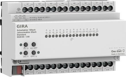 GIRA Relais/Rollladenaktor 16x/8x 16 A KNX ONE Standard 502800