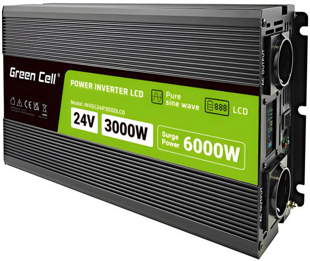 Green Cell PowerInverter LCD 24V -> 230V 3000/6000W CLEAN SINUSOIDA