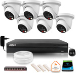 Kit de vigilancia IP Dahua 8mpx 4K 6 cámaras IPC-HDW2849TM-S-IL con DVR y unidad de 1TB
