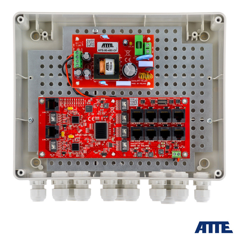 EXTERNER 8-PORT POE SWITCH FÜR 8 IP KAMERAS ATTE IP-8-20-L2