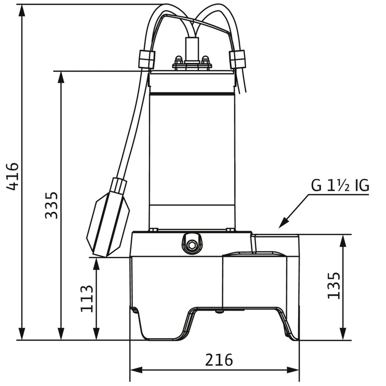 Wilo-Rexa MINI3-V04.11/M06-523/A-10M submersible sewage pump for permanent or portable installation and intermittent operation.