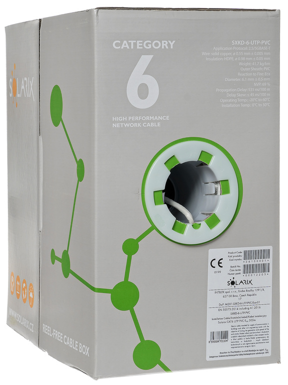 LAN U/UTP 6-os kategóriájú Solarix SXKD-6-UTP-PVC kábel
