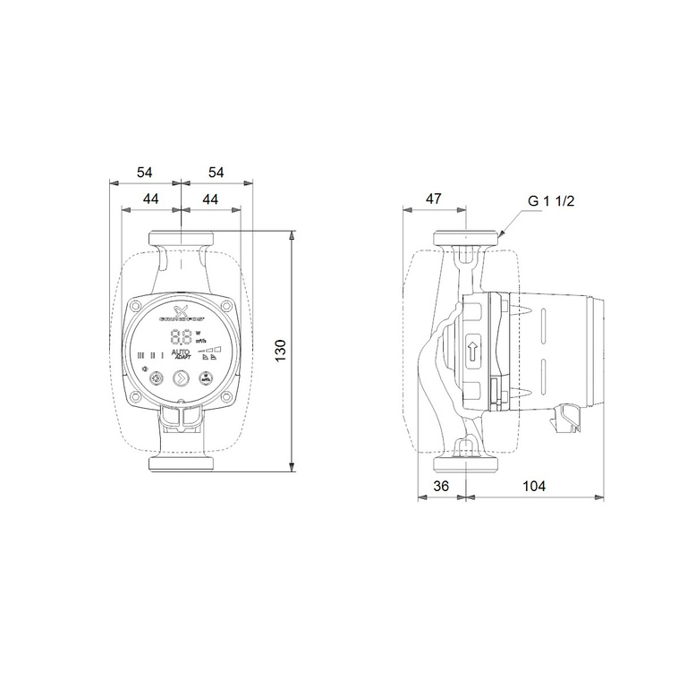 circulateur à économie d'énergie Grundfos ALPHA2 25-60 130 1x230V 50Hz 6H