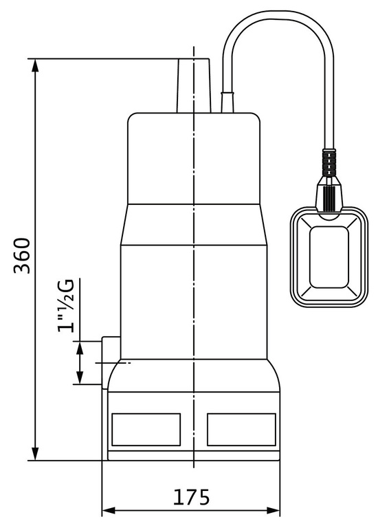 WILO Initial WASTE 14-9 drainage pump for gray water and wastewater, with float switch and 10mb cable