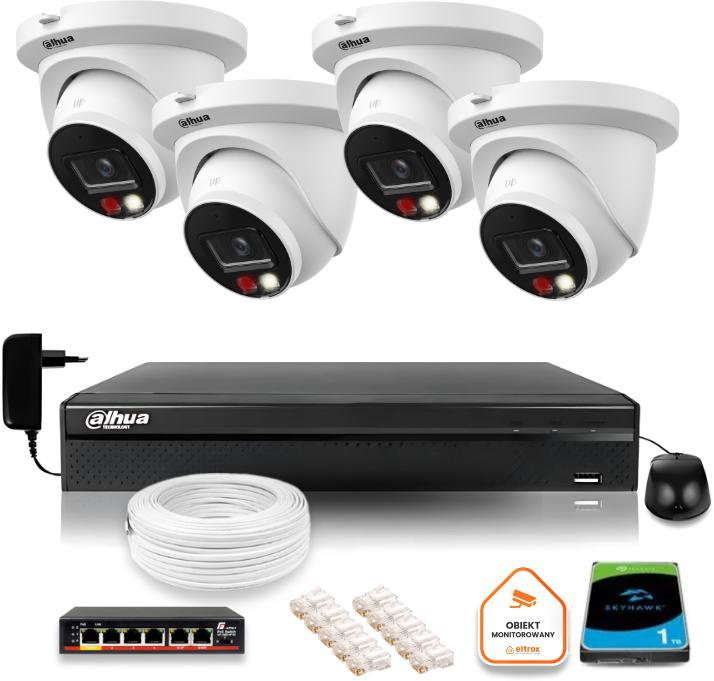 Dahua 8MP 4K IP surveillance kit four cameras IPC-HDW2849TM-S-IL with 1TB drive