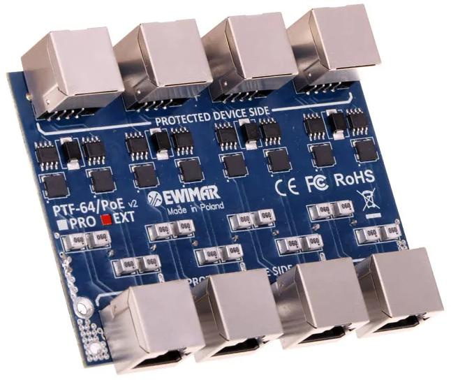 eWIMAR PTF-64-EXT/PoE 4-channel Gigabit Ethernet LAN surge arrester module