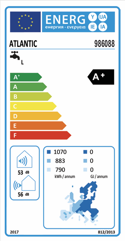 Domestic hot water heat pump ATLANTIC EXPLORER 200L with COIL and Wi-Fi control (R290)