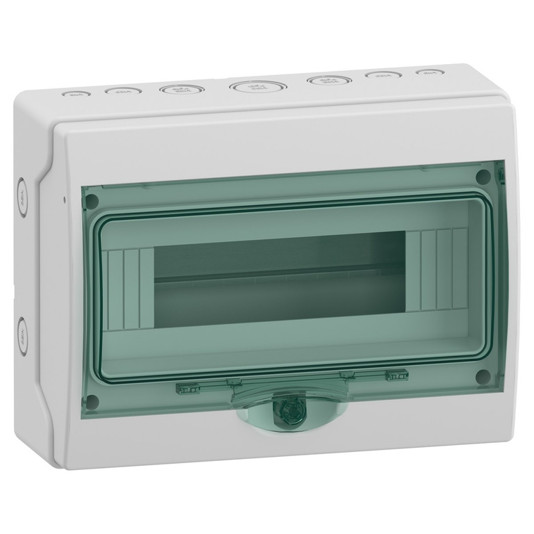 Mini Mureva (former Kaedra) IP65 surface-mounted switchboard mMRV-1-12-NT-T transparent door 1 row 12 modules/row