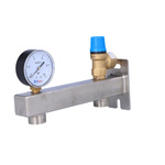 Security group c.w.u. INOX 8 bar, with safety valve and pressure gauge