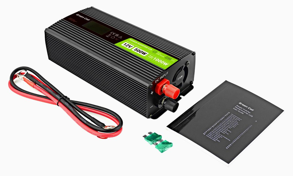 Grüne Zelle PowerInverter LCD 12V -> 230V 500W/1000W CLEAN SINUSOIDA