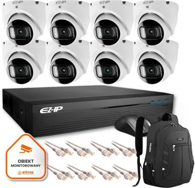 Surveillance set of 8 IP dome cameras EZ-IP by Dahua reliable 2K protection