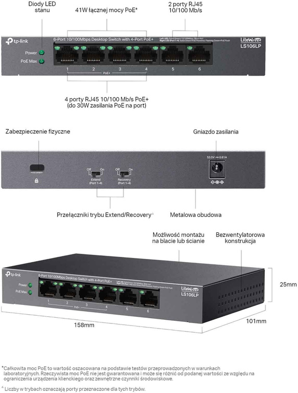 Switch TP-Link LS106LP 5 ports Gigabit avec fonction PoE