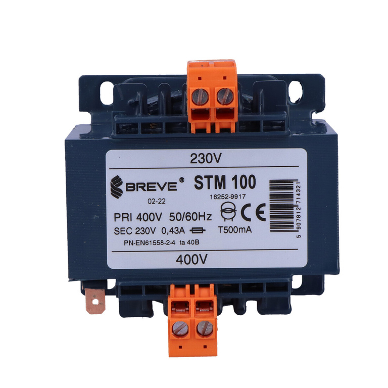 Trasformatore monofase di sicurezza STM 100VA 400V 230V IP00 carcassa monocellulare